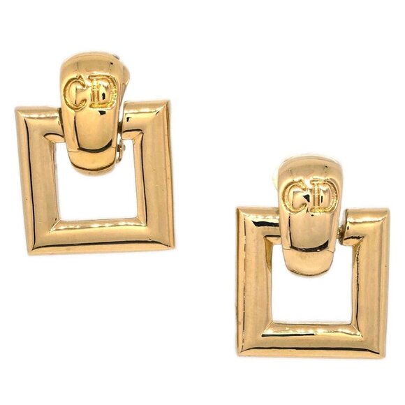 Christian Dior Gold Dangle Earrings Clip-On - Picture 1 of 4